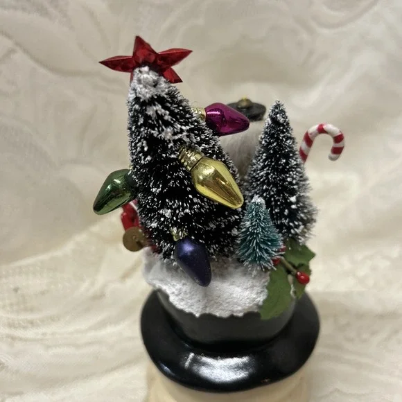 Vintage Snowman Vase‎ Christmas Wooden Ornaments Toys Assemblage Display Gift - Picture 4 of 11